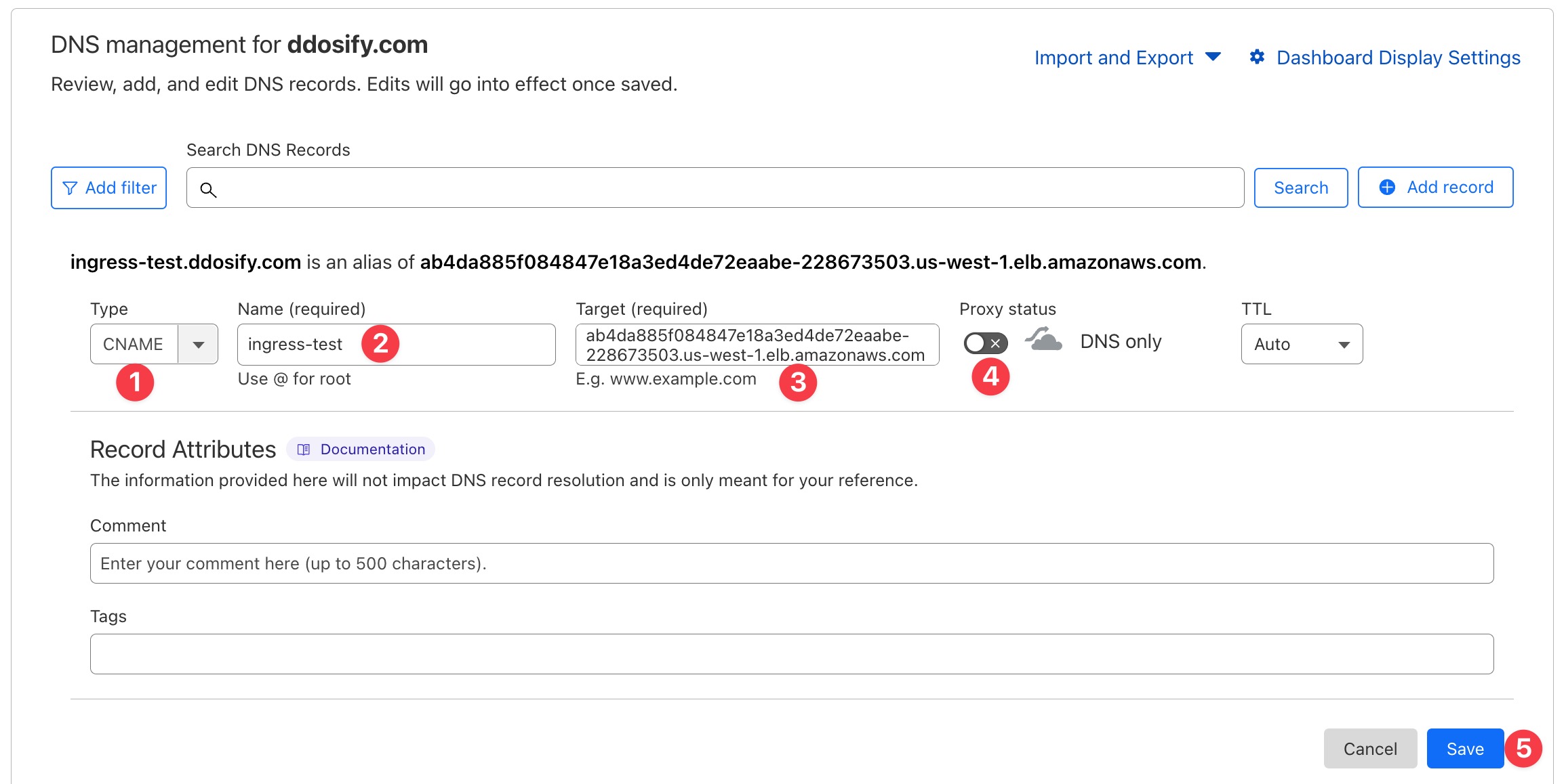 Cloudflare CNAME DNS Record